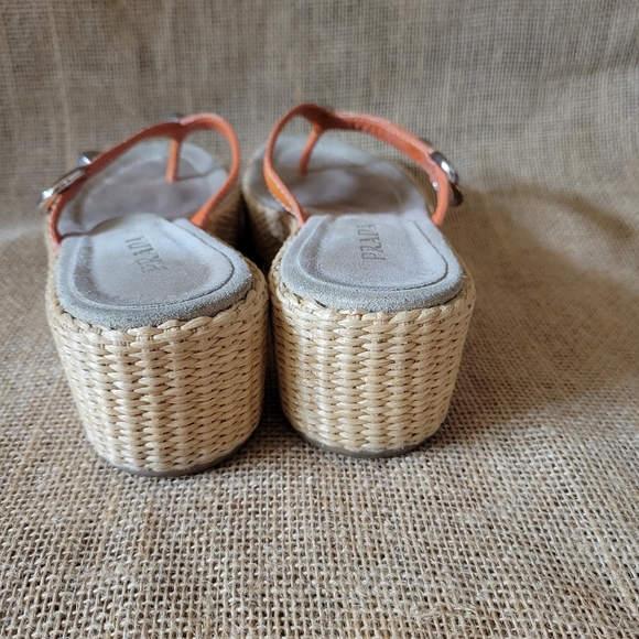 PRADA Orange Leather Thong Straps Weave Platform Sandals Size 35.5 - Picture 6 of 9